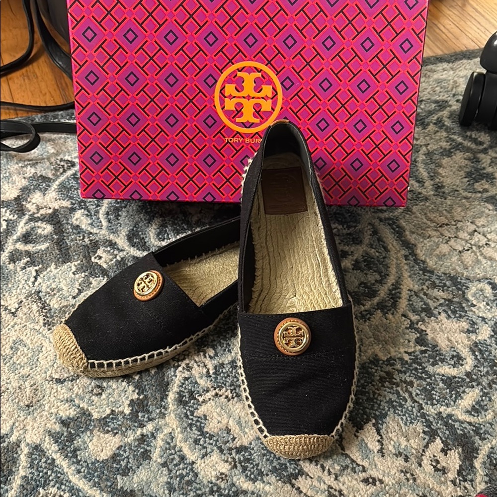 Tory Burch Black Espadrille Flats
